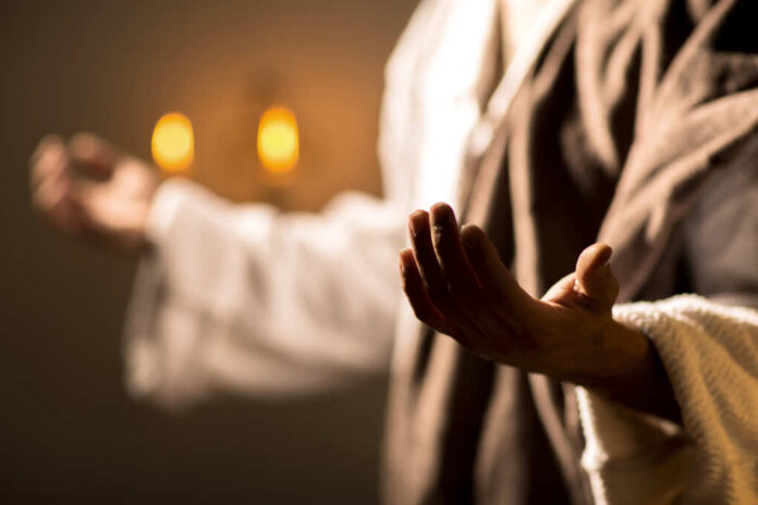 Scene,,Of,Jesus,Christ,Praying,During,The,Last,Supper,With