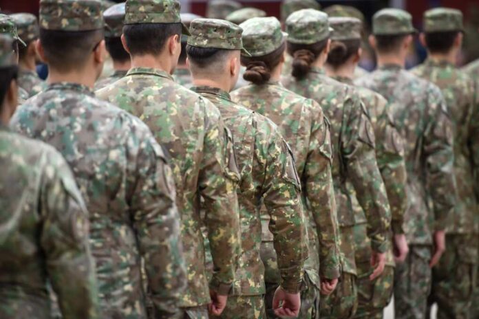 Soldiers,In,Marching,Formation,During,Military,Recruitment