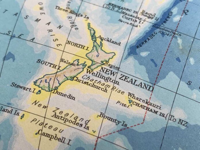 New,Zealand,,A,Photo,Of,An,Atlas,Map,,Suitable,To