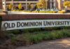 Sign for Old Dominion University at the campus entrance