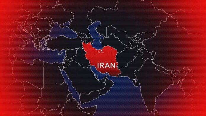 Map of the Middle East with Iran highlighted in red