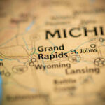 Leaked Audio REVEALS Disturbing Campaign Strategy Close-up of a map showing Grand Rapids and surrounding areas in Michigan