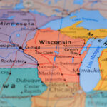 Detailed map highlighting Wisconsin and surrounding Midwestern states