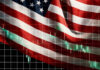 Ethics Experts RATTLE Over Trump Deals American flag overlaid with stock market data