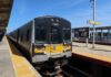 Riders Stranded: Rail Strike Halts NYC Commute Long Island Rail Road train at station platform