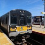 Long Island Rail Road train at station platform