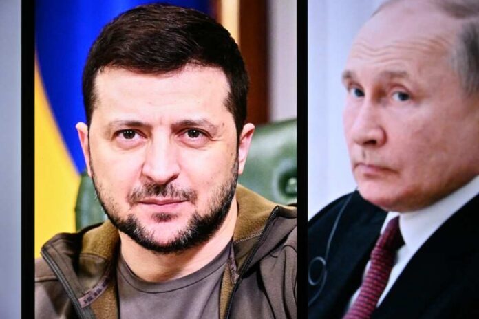 Split image of two political leaders during a discussion