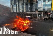 War-Zone Belfast — The Story Media Skips Bus and cars burned in anti-immigration protests in Belfast after stabbing