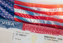 Due Process Defense Backfires Big-Time Close-up of a US visa with an American flag in the background