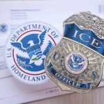 Border Crackdown Raises New Questions ICE badge and U.S. Department of Homeland Security emblem on official documents