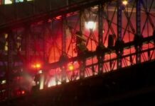 Brooklyn Bridge Fire Stuns July Fourth LIVE: Fire on Brooklyn Bridge during July 4th fireworks show in New York