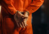 Cold Case Confrontation Turns Intense Individual in an orange jumpsuit with hands cuffed behind their back