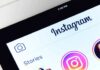 Instagram app interface on a tablet screen