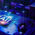 AI Becomes National Security Weapon Close-up of a circuit board with an AI symbol and digital effects