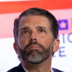 Man Charged Over Trump Jr. Threats man with beard looking upward at event