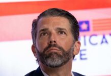 Man Charged Over Trump Jr. Threats man with beard looking upward at event
