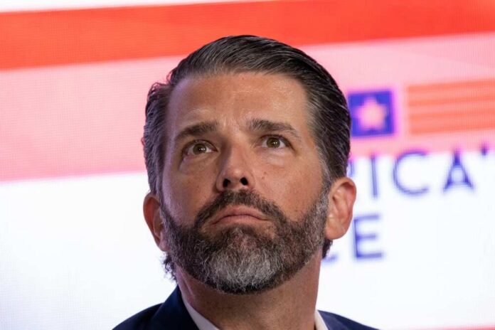 Milwaukee,,Wisconsin,-,July,16,,2024:,Donald,Trump,Jr.,At man with beard looking upward at event