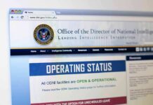 Webpage showing government agency site with operating status notice