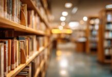 Disturbing Library Case Shocks California Families Library shelves with books in a softly lit aisle