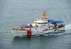 U.S. Coast Guard patrol boat cruising at sea