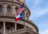 Trump Money Sought To Rescue Texas Texas and U.S. flags in front of a capitol building dome