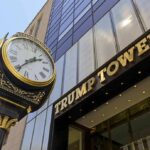 Propaganda Blitz Targets Barron Trump Trump Tower entrance and ornate street clock