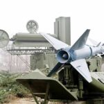 surface-to-air missile on a mobile launcher