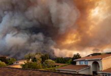 Wildfire Panic Slams Santa Clarita Wildfire smoke billows over suburban houses